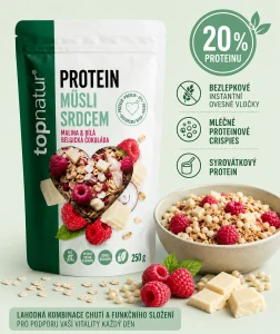 PROTEIN Müsli MALINA A BÍLÁ ČOKOLÁDA