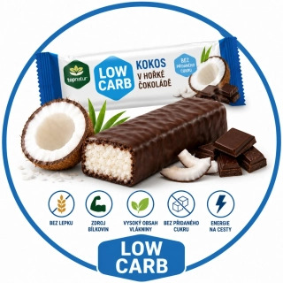 LOW CARB TYČINKA KOKOS V HOŘKÉ ČOKOLÁDĚ 